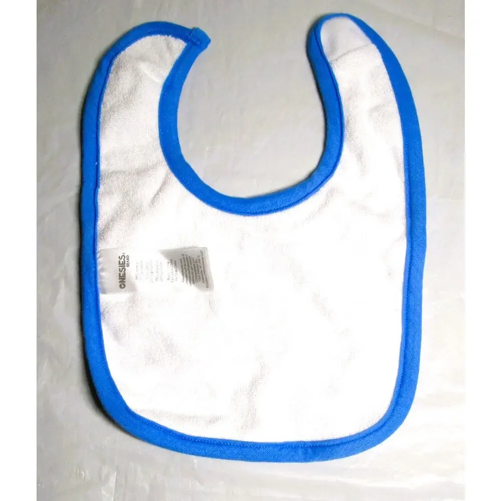 Gerber Onesies Feeding Bib Blue and White Cotton Blend Baby Boy Loop and Hook